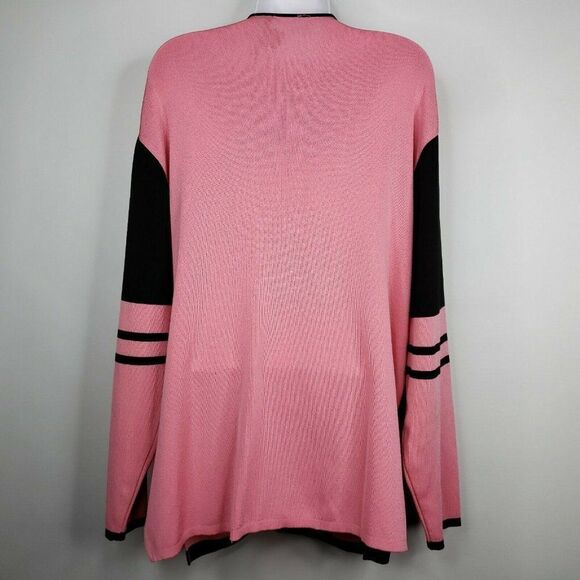 Marlis Womens Size L Pink Black Open Cardig - Picture 3 of 4